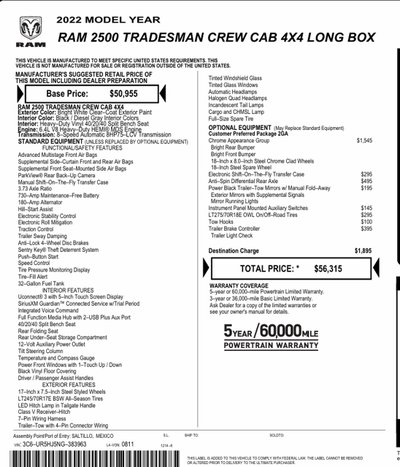 2022 RAM 2500 Tradesman 4WD Service Body